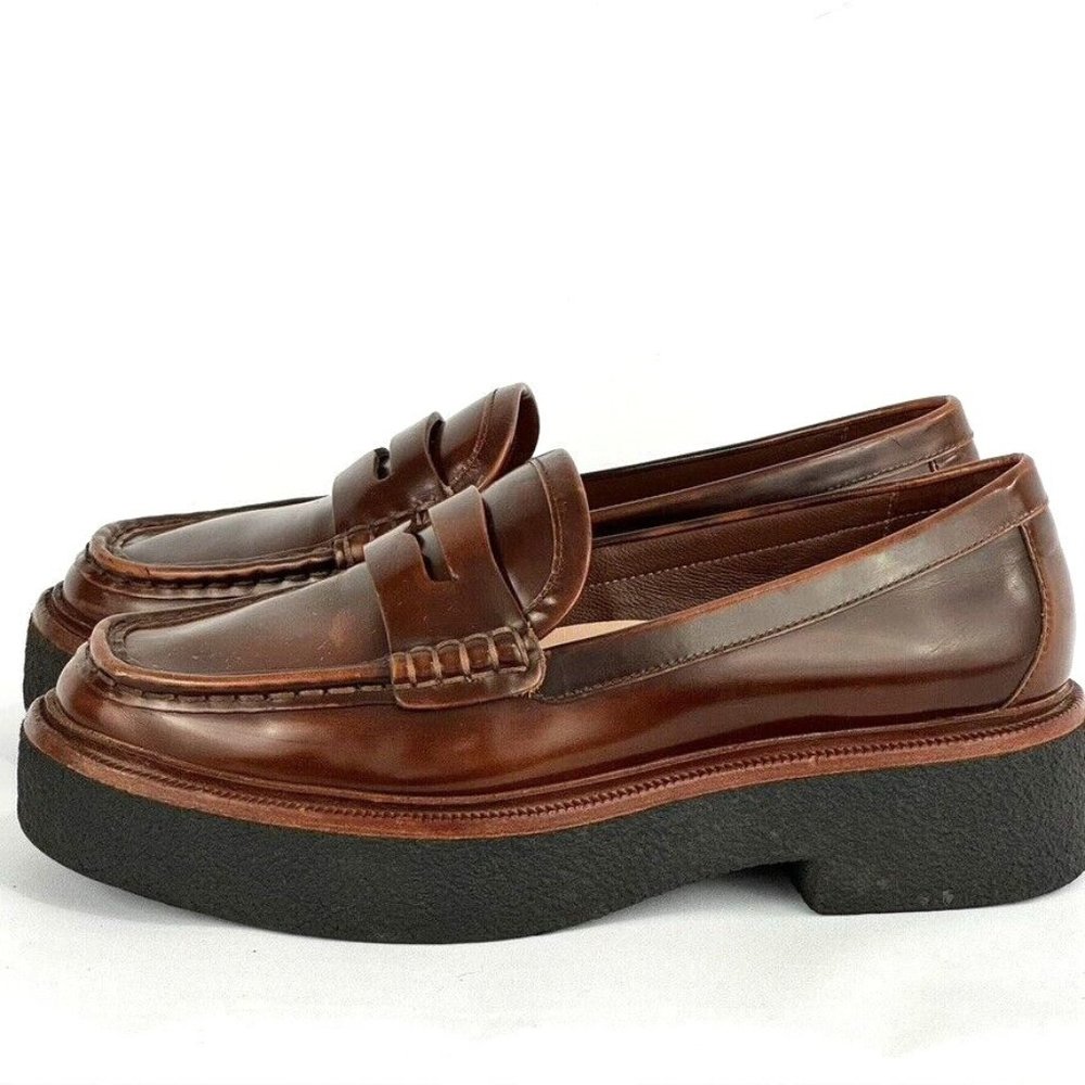 Loeffler Randall Womens Size 9M Rikki Brown Patent Platform Loafers